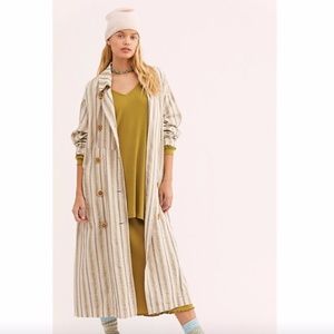 Free People Sweet Melody Stripe Trench Coat Jacket